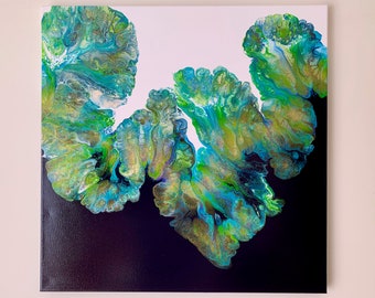 Original Acrylic Pour Painting, Modern Fluid Art on Canvas, 24x24