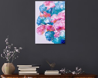 Original Abstract Acrylic Pour Painting, Modern Fluid Art, 20x28 Canvas
