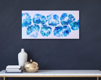 Original Abstract Acrylic Pour Painting, Modern Canvas Wall Art (16x32 inches)