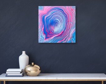 Original Acrylic Pour Painting, Modern Fluid Art, 18x18 Canvas