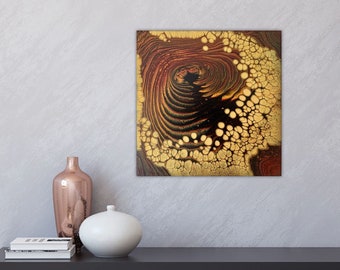 Abstract Acrylic Pour Painting, 'Dream of Chocolate' Wall Art, 40cm x 40cm