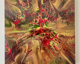 Original Outback Colors Acrylic Pour Painting, Abstract Fluid Art