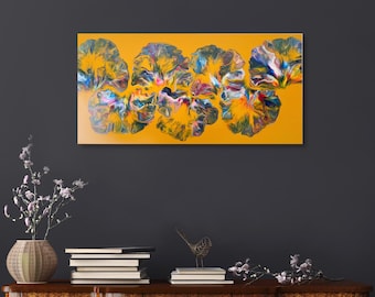 Original Acrylic Pour Painting, Modern Abstract Canvas Wall Art, 16x32
