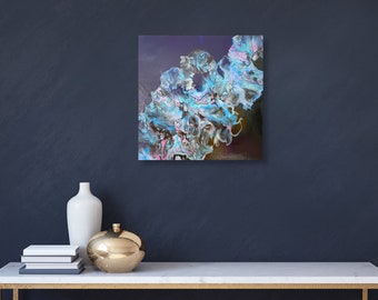 Original Acrylic Pour Painting on Canvas, Modern Abstract Art (18x18 inches)