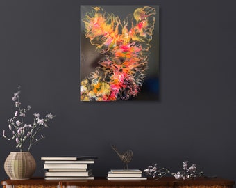Original Abstract Acrylic Pour Painting, Modern Home Office Wall Art