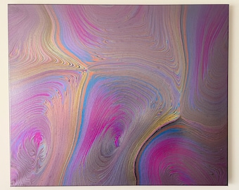 Original Abstract Acrylic Pour Painting, Modern Fluid Art, 20x24