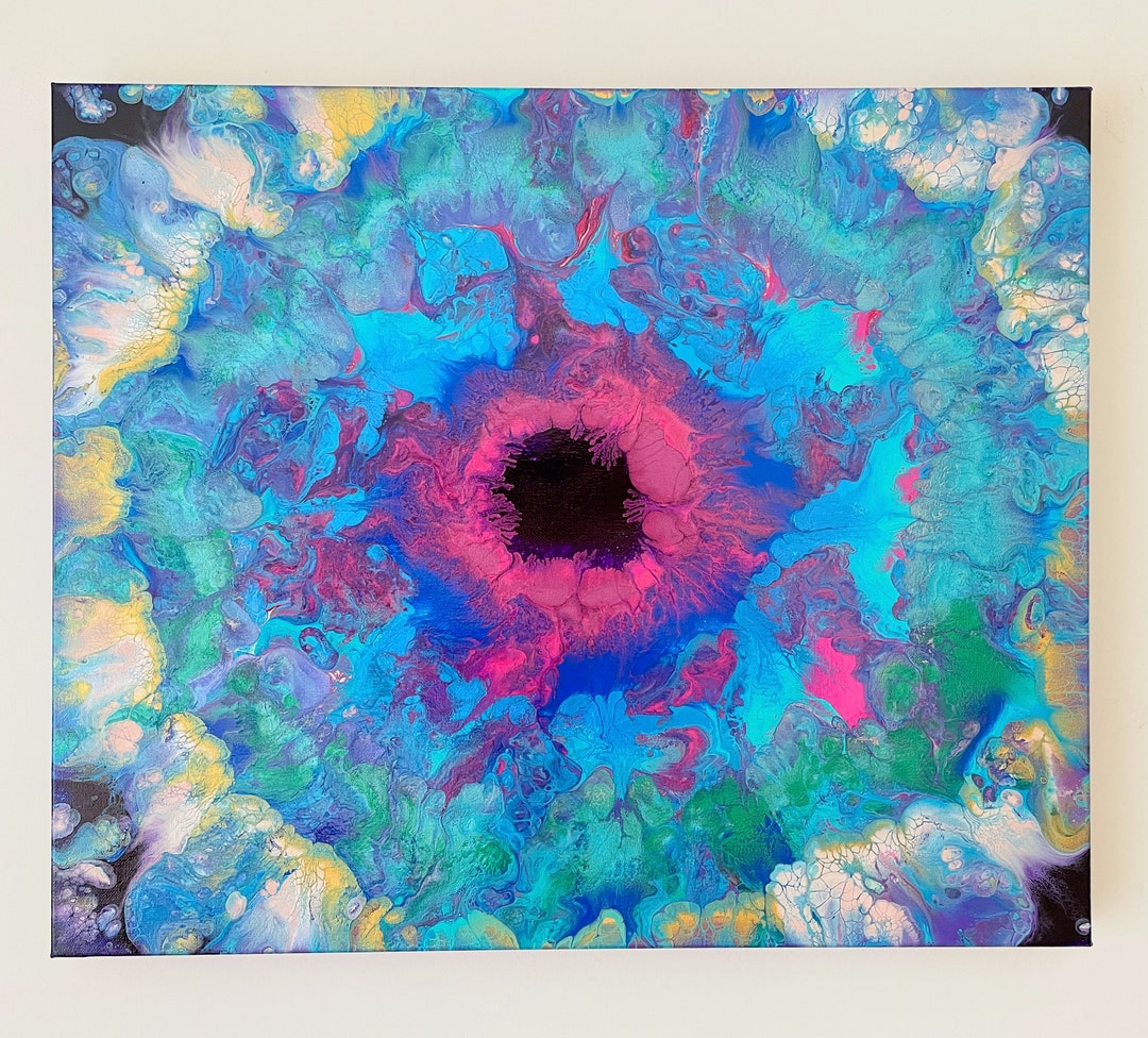 Original Abstract Acrylic Pour Painting on Canvas, Modern Canvas Wall