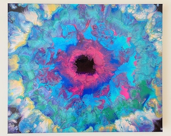 Original Metallic Acrylic Pour Painting, Modern Abstract Wall Art