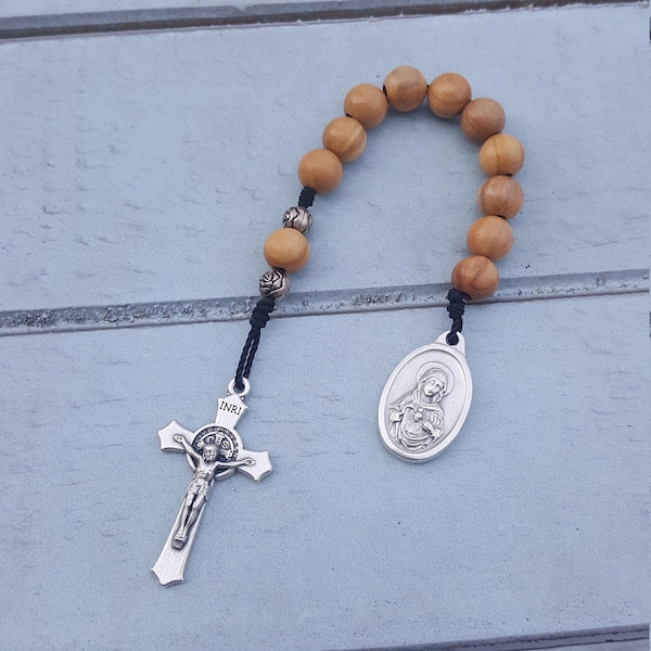 Custom Olive Wood Pocket Decade Rosary PACK of 1, 3, or 5--Handmade in USA