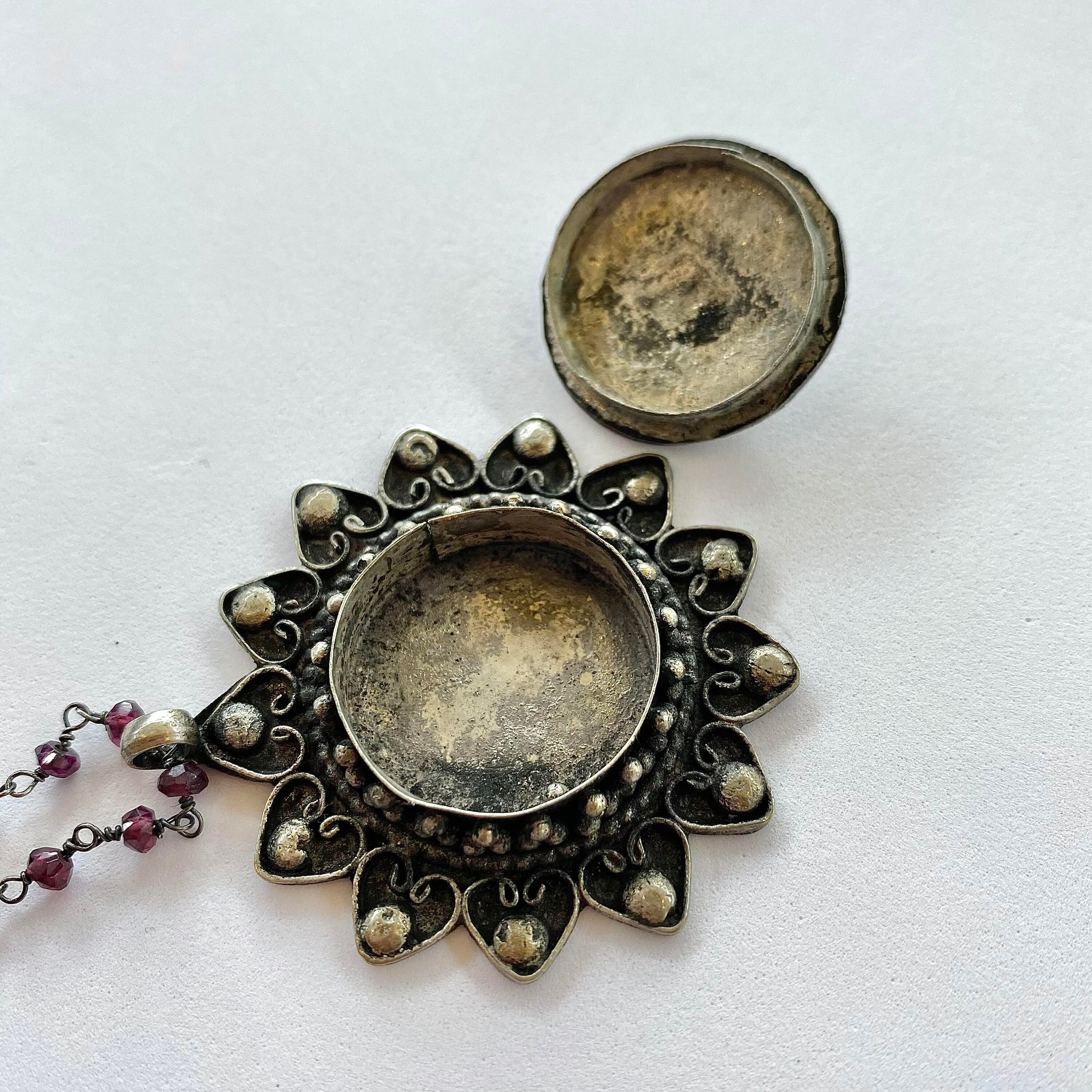 VINTAGE Silver & Turquoise Pill Holder Pendant Necklace Etsy