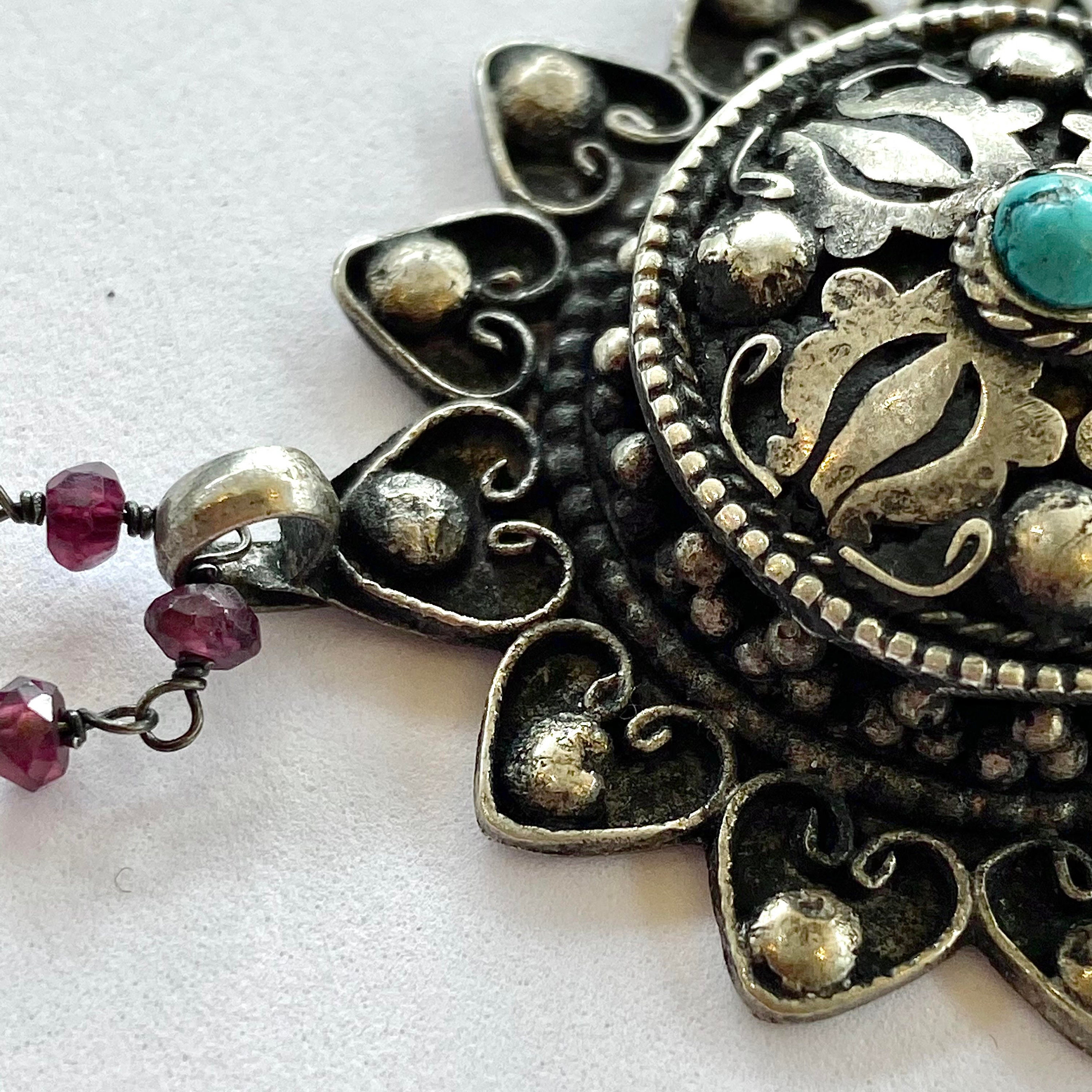 VINTAGE Silver & Turquoise Pill Holder Pendant Necklace Etsy