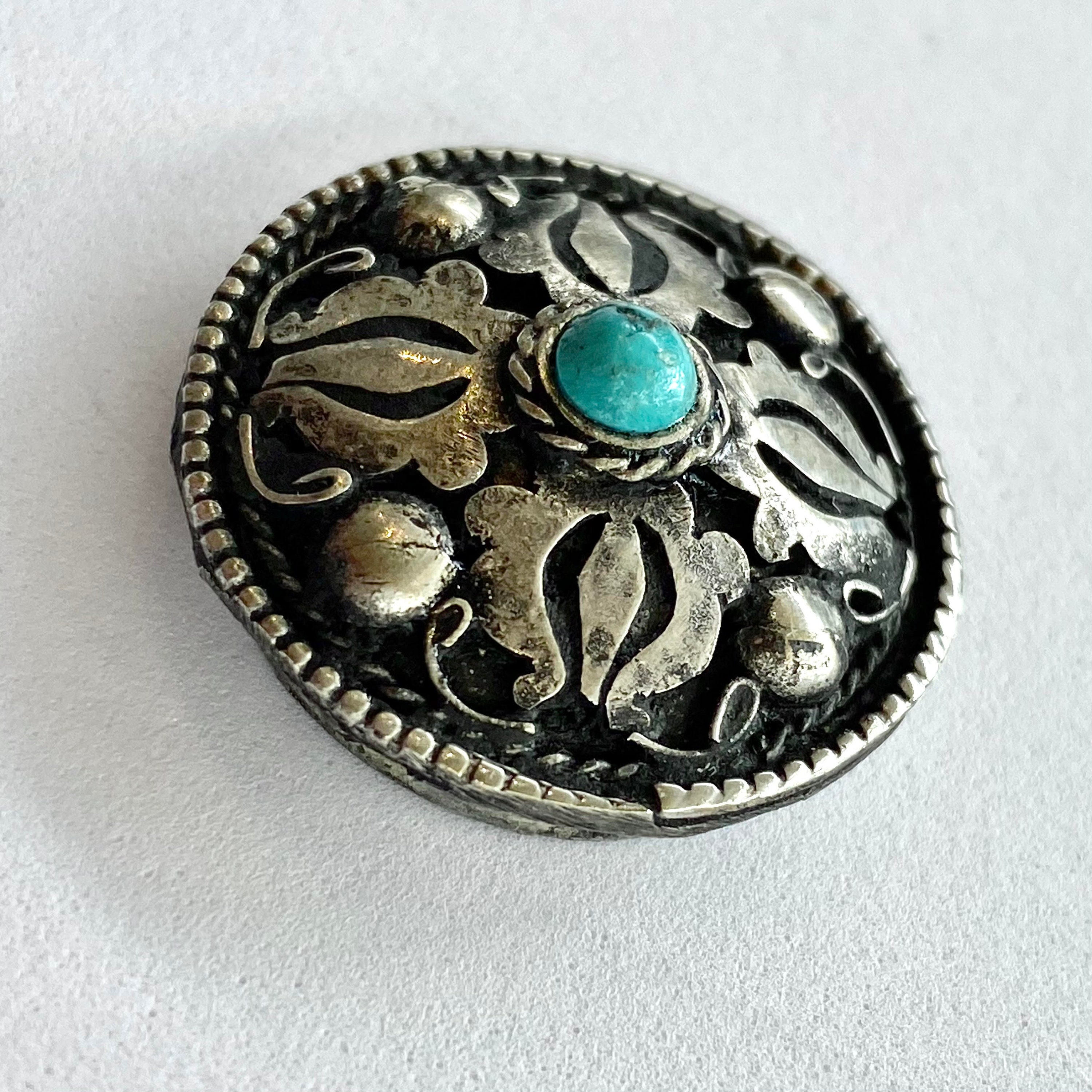 VINTAGE Silver & Turquoise Pill Holder Pendant Necklace Etsy
