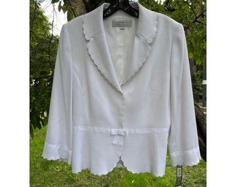TAHARI ASL witte set met geschulpte rand, 2-delige set met strikaccent, maat 8 NWT