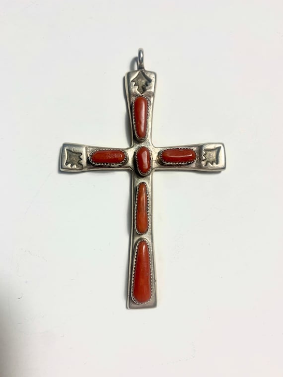 Horace Iule Zuni Sterling Silver and Coral Cross P