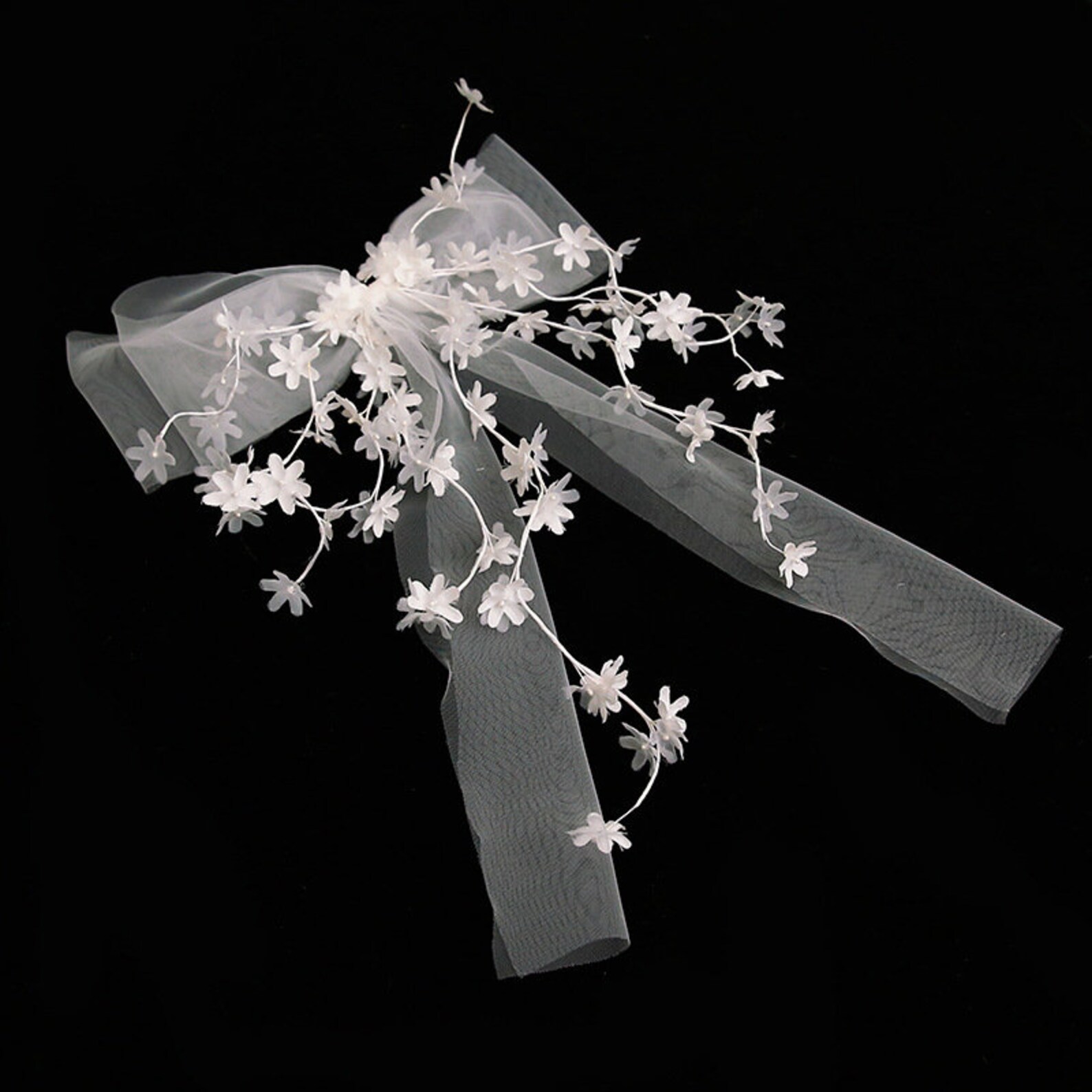 Bow Tie Veil Florist Flow Pearl Dangle Hair Clip Bridal Prom Etsy