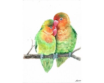 watercolor painting Bell ringer Angel and a Northern Cardinal original ACEO SantasSongbird