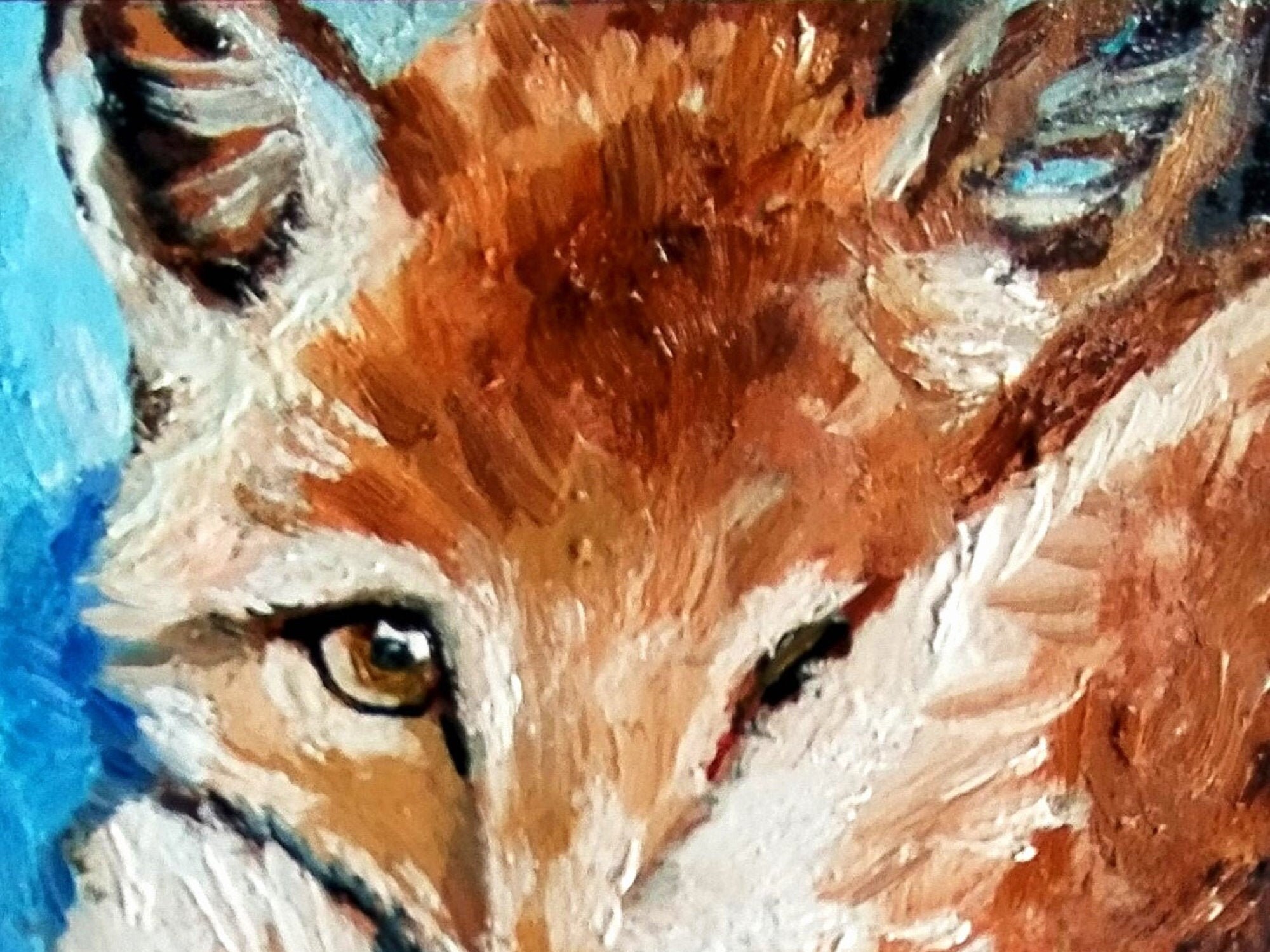 Fox Painting Original Art Animals Small Oil Painting 5 by 4 by | Etsy
