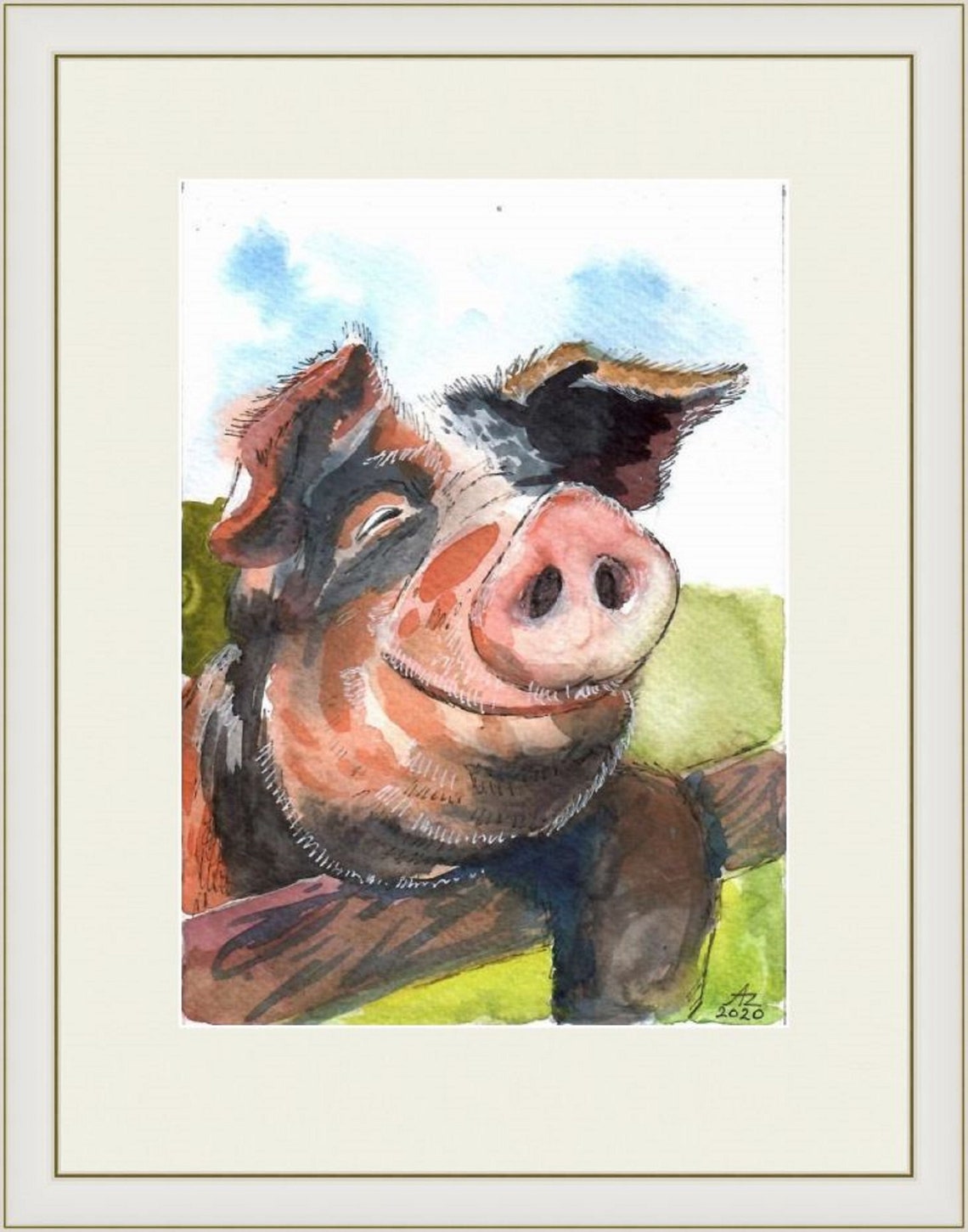 Pig Painting Original Art Funny Pig Small Wall Artwork Pig Etsy