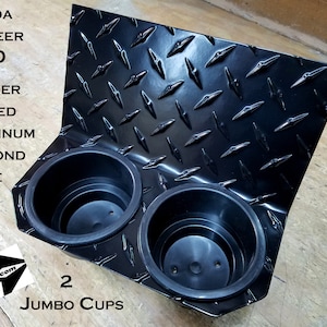 Fits Honda Pioneer 1000 JUMBO Dash Cup Holder Powder Coated Aluminum Diamond plate