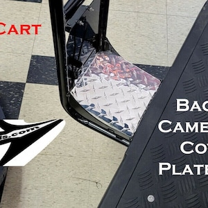 Fits Evolution Golf Cart Back-up Camera Cover in Polished Aluminum Diamond Plate