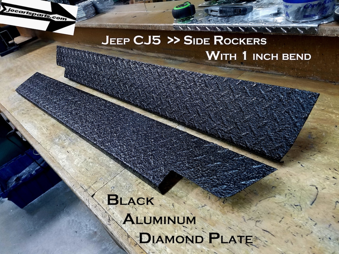 Fits Jeep CJ5 Black Aluminum Diamond Plate Rocker Panels With Bend SET