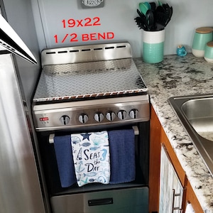 RV - Camper Stove Top Cover Highly Polished Aluminum Diamond Plate