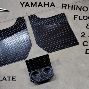 Yamaha Rhino Powder Coated Aluminum Diamond Plate 2 Jumbo Cup & Floor Cover Set