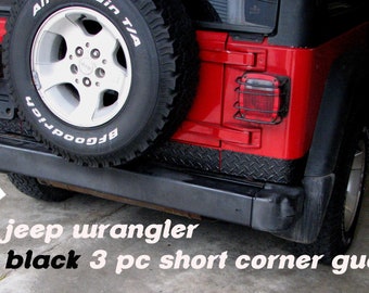 Fits Jeep Tj Wrangler 3 1/2 Black Diamond Plate Short Corner Guards 