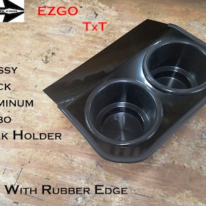 Fits Ezgo TxT Golf Cart Glossy Black Coated Aluminum 2 Jumbo Cup Drink Holder