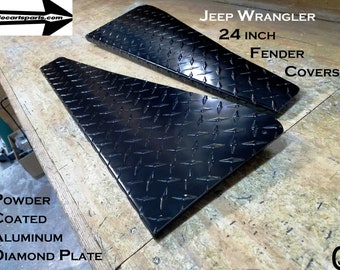 Fits Jeep Wrangler TJ Powder Coated Aluminum Diamond Plate 24" Fender Tops With Bend