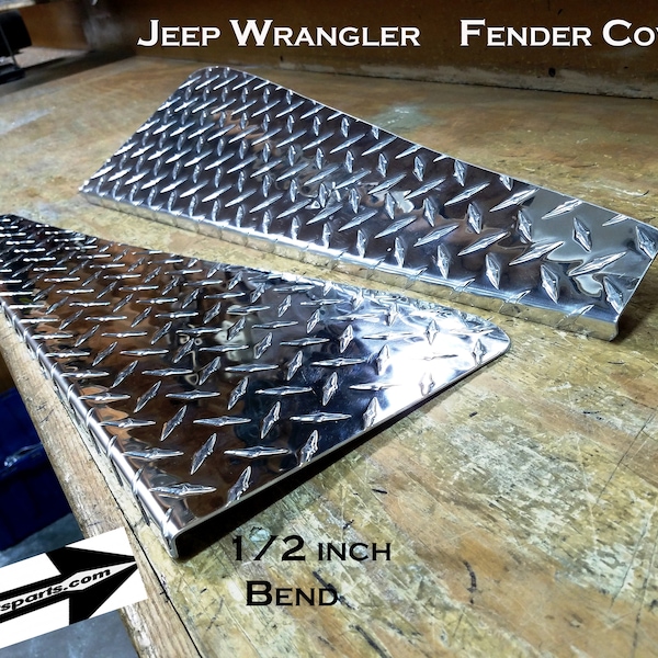 Fits Jeep Wrangler TJ Aluminum Diamond Plate 24 inch Fender Covers With Bend set