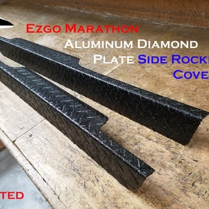 Fits Ezgo Marathon Golf Cart Rubber Coated Aluminum Diamond Plate Side Rockers Covers
