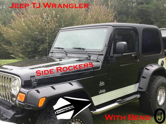 Jocartsparts Black Aluminum Diamond Plate Side Rocker Panels For Jeep Wrangler YJ