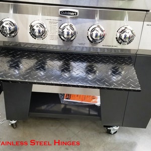 Fits Cuisinart 5 burner Grill Powder Coated Aluminum Diamond Plate Folding Shelf