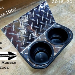 Fits Honda Pioneer 1000 JUMBO Dash Cup Holder Aluminum Diamond plate With Rubber