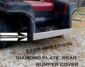 Fits Ezgo Marathon Golf Cart Polished Aluminum Diamond Plate Rear