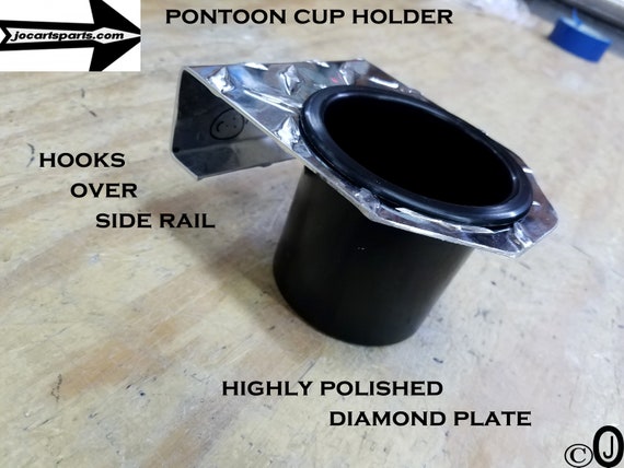 Pontoon Boat 2 JUMBO Cup Drink Holder Aluminum Diamond Plate Fits