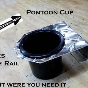 Pontoon Boat Aluminum Diamond Plate cup holder fits 1 inch Side Fence rails