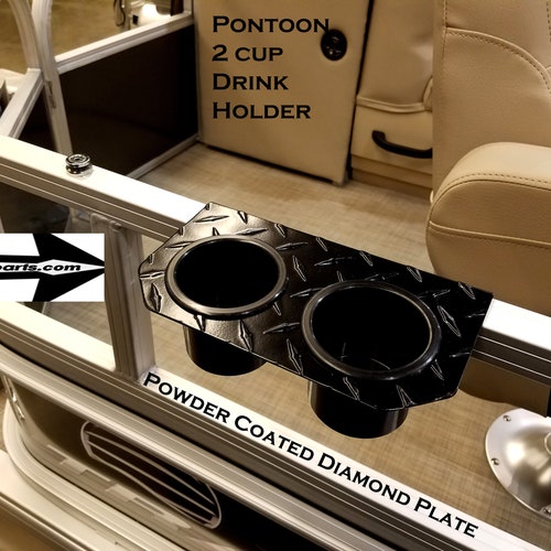 Pontoon Boat Diamond Plate Cup Holder Fits 1 1/4 Inch Rails Etsy