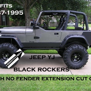 Fits Jeep YJ Black Aluminum Diamond Plate Side Rocker Panels With No ...