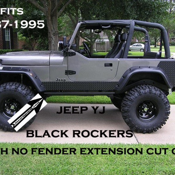 Fits Jeep YJ black aluminum diamond plate side rocker panels with no cut outs set