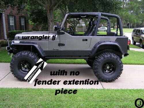 Fits JEEP TJ Black Aluminum Diamond Plate Side Rocker Panels no cut out set 5 3/4 WIDE