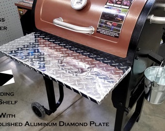 Fits Aluminum Diamond Plate Folding Shelf for Pit Boss Tailgater Pellet Grill