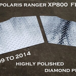 May include: Two silver diamond plate floor panels for a Polaris Ranger XP800. The panels are highly polished and fit 2009 to 2014 models.
