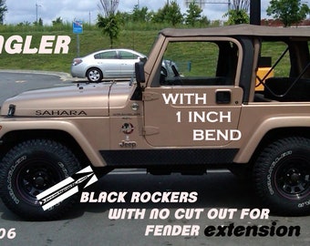 Fits Jeep Wrangler TJ Black Aluminum Diamond Plate Rocker Panel Set 1 inch bend & no cut out