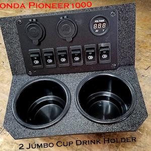 Fits Honda Pioneer 1000 JUMBO Dash Cup Holder 3/16 Thick ABS Plastic With Switches