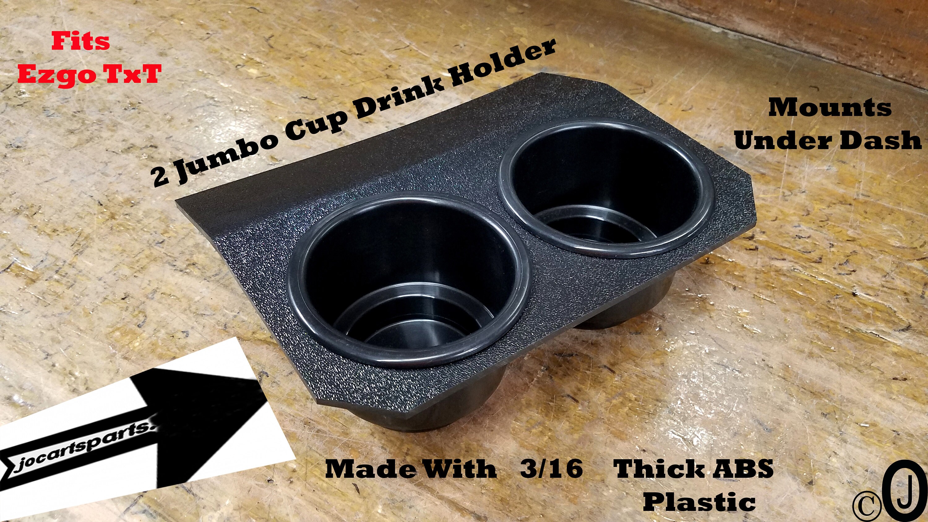 Fits Ezgo Txt 2 Jumbo Cup Drink Holder Made 3/16 Thick Abs Plastic