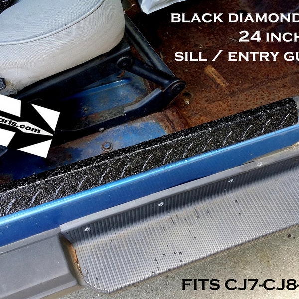 Fits Jeep Wrangler YJ-CJ7-CJ8 BLACK Aluminum Diamond Plate large SILLS