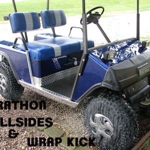 Fits Ezgo Marathon Golf Cart Aluminum Diamond Plate FullSide Panels and wrap kick set