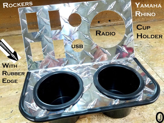 Fits Yamaha Rhino Dash 2 Cup Holder Aluminum Diamond Plate Cut
